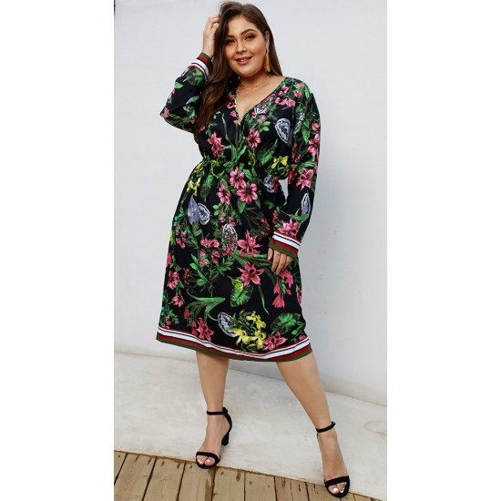 Rochie Midi Dorina imprimeu cu flori Rochie Midi Dorina imprimeu cu flori