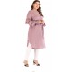 Rochie Pink din material creponat cu cordon in talie Rochie Pink din material creponat cu cordon in talie